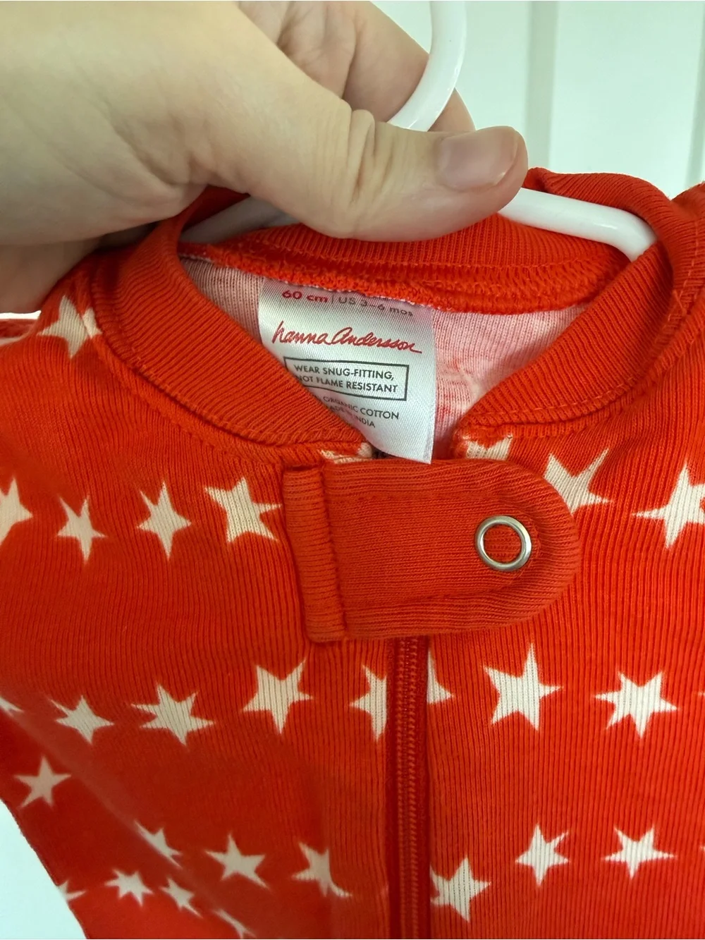 Hanna Andersson 3-6 months Red Star-Print Short Sleeve Footie